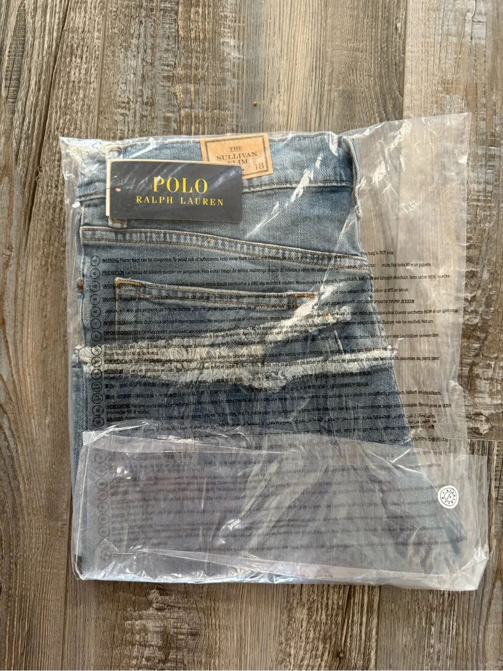 POLO RALPH LAUREN Jeans Shorts Youth 18 Sullivan Slim Fit Fray Blue Denim NWT